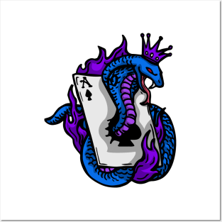 Snake Cobra Fire Blue Purple Posters and Art